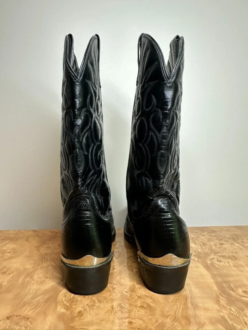 Laredo Black Lizard Print Western Cowboy Boots Silver Toe Men's 11D